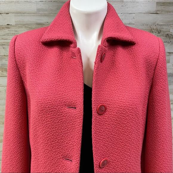 Talbots Tweed Wool Coat Jacket Womens Size 4 Coral Retro Classic Traditional - Picture 3 of 14